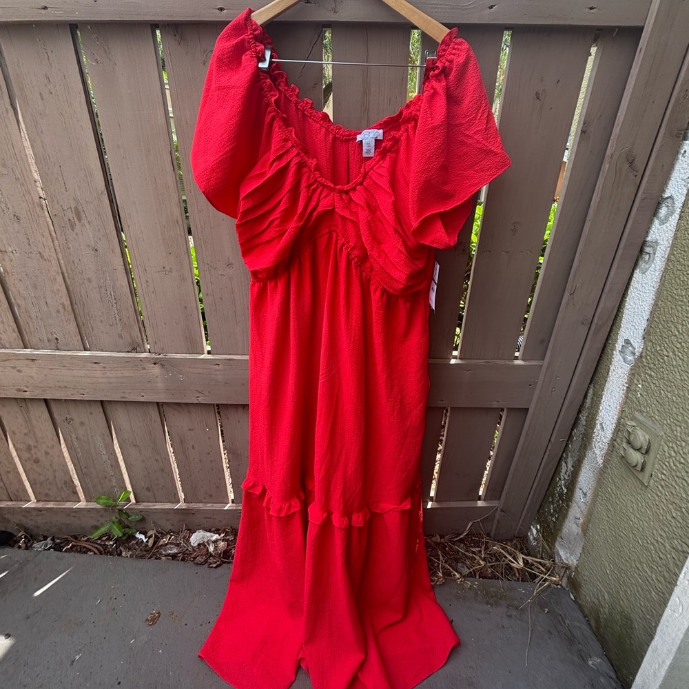 🎉NWT🎉 Red Ruffled Maxi Dress - Picture 4 of 16